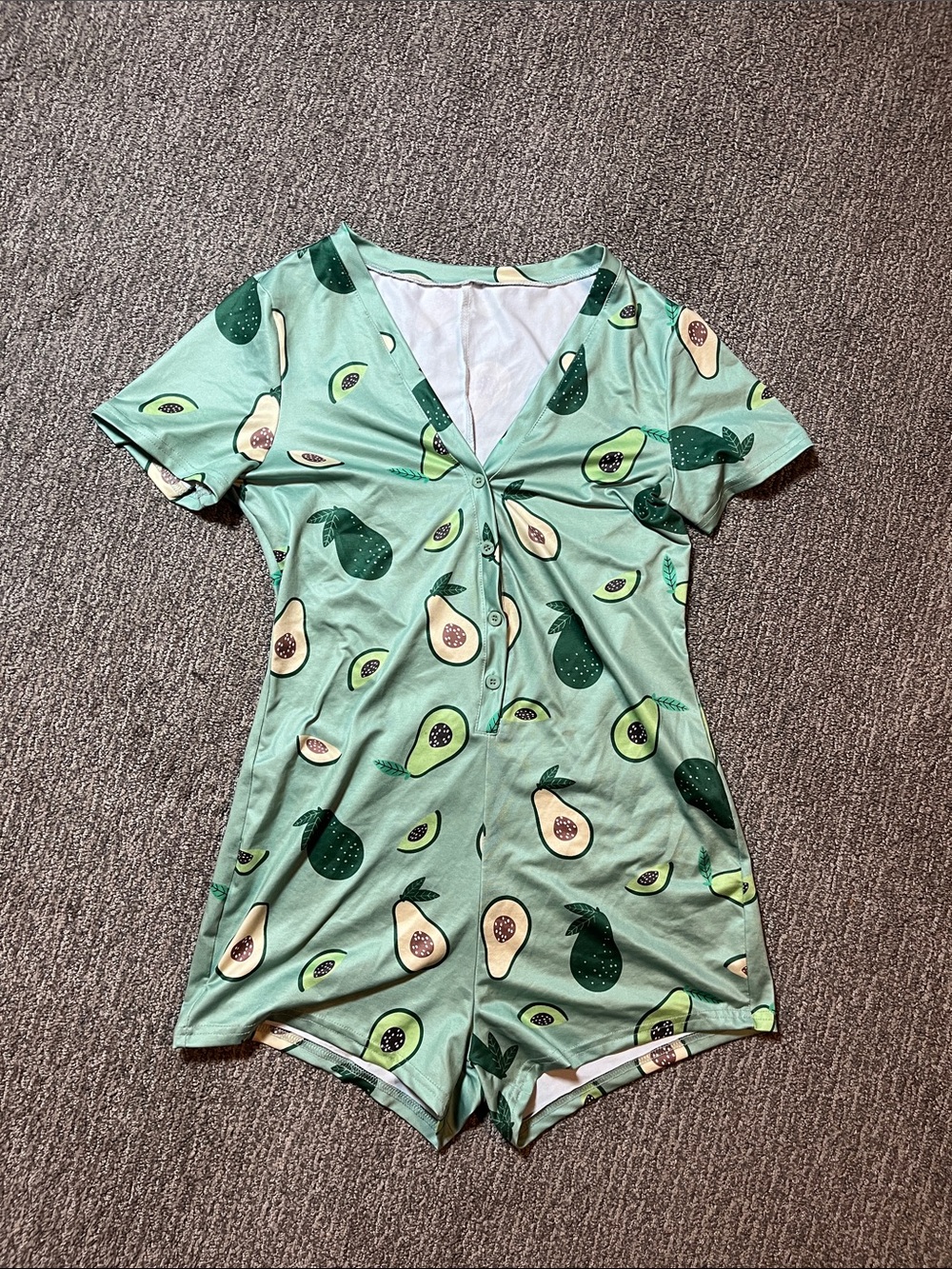 Women's Avocado-Print Mint Green Romper